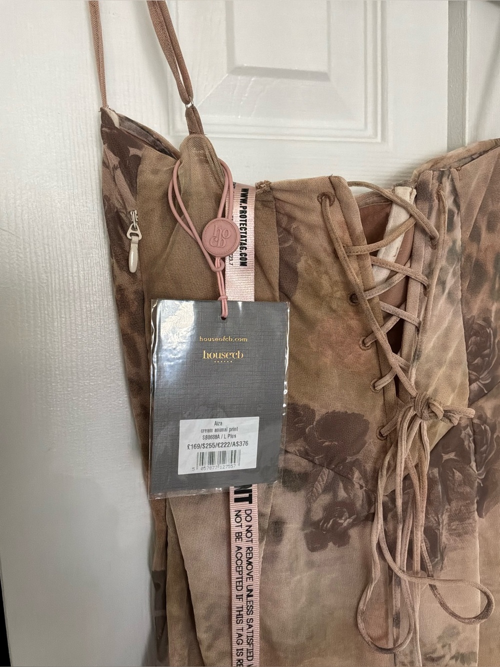 HOUSE OF CB 'Aiza' Cream Floral Print Maxi Dress Large with Plus Cup NWT - Picture 6 of 8